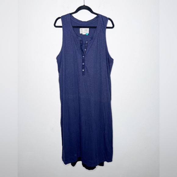 Anthropologie Dresses & Skirts - Anthropologie Plus Saturday Sunday Navy Marin Henley Dress Size 2X